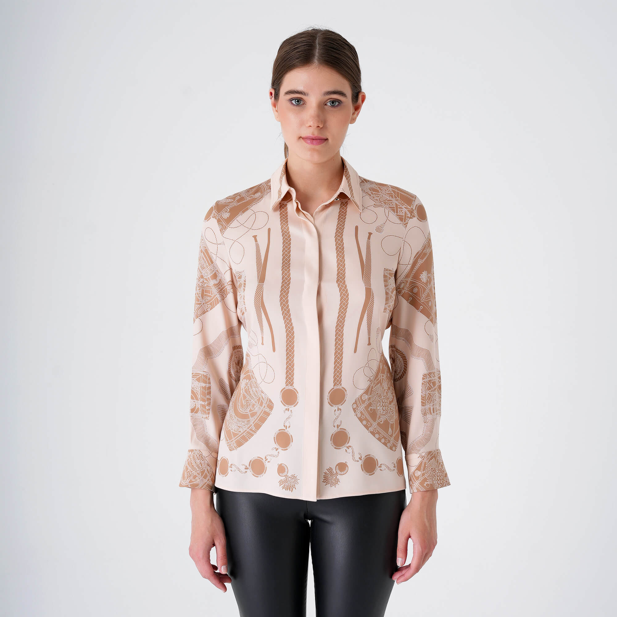 Hermes - Beige&White Canoe Silk Shirt